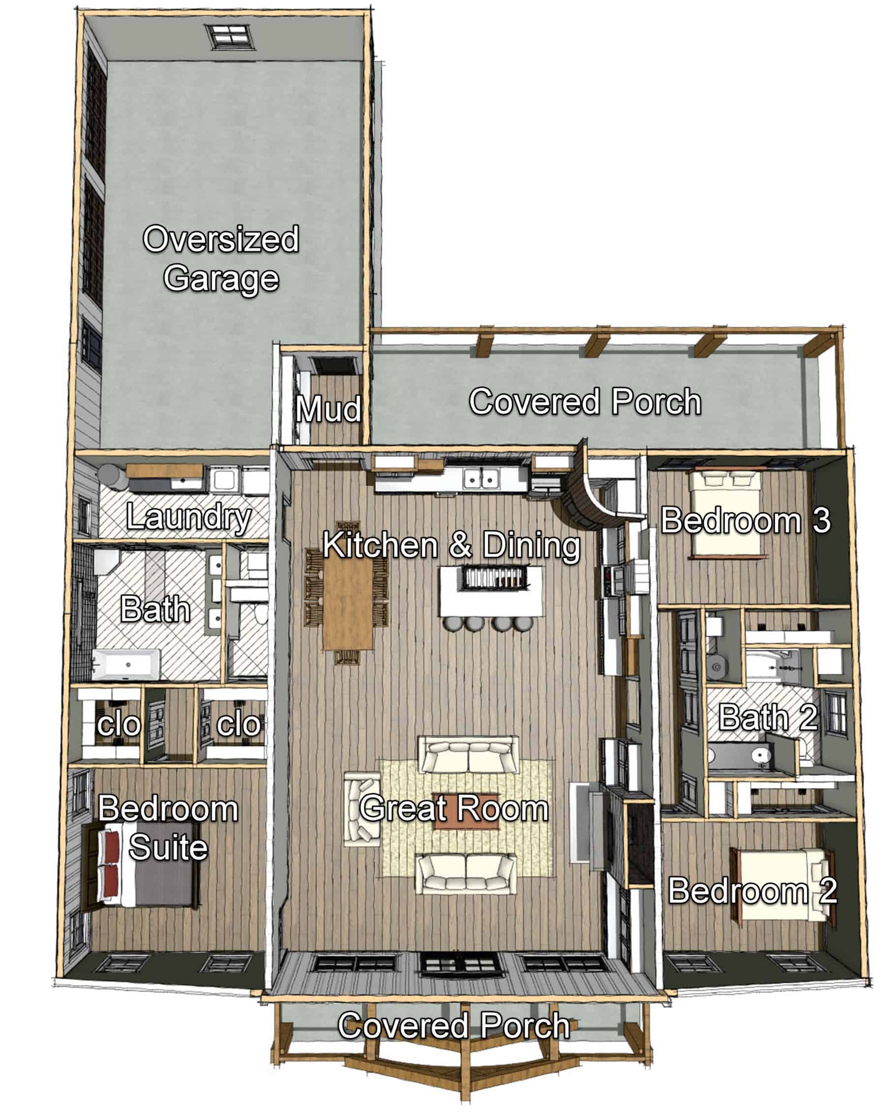 Home Plan 3D Image of this 3-Bedroom,2460 Sq Ft Plan -123-1130