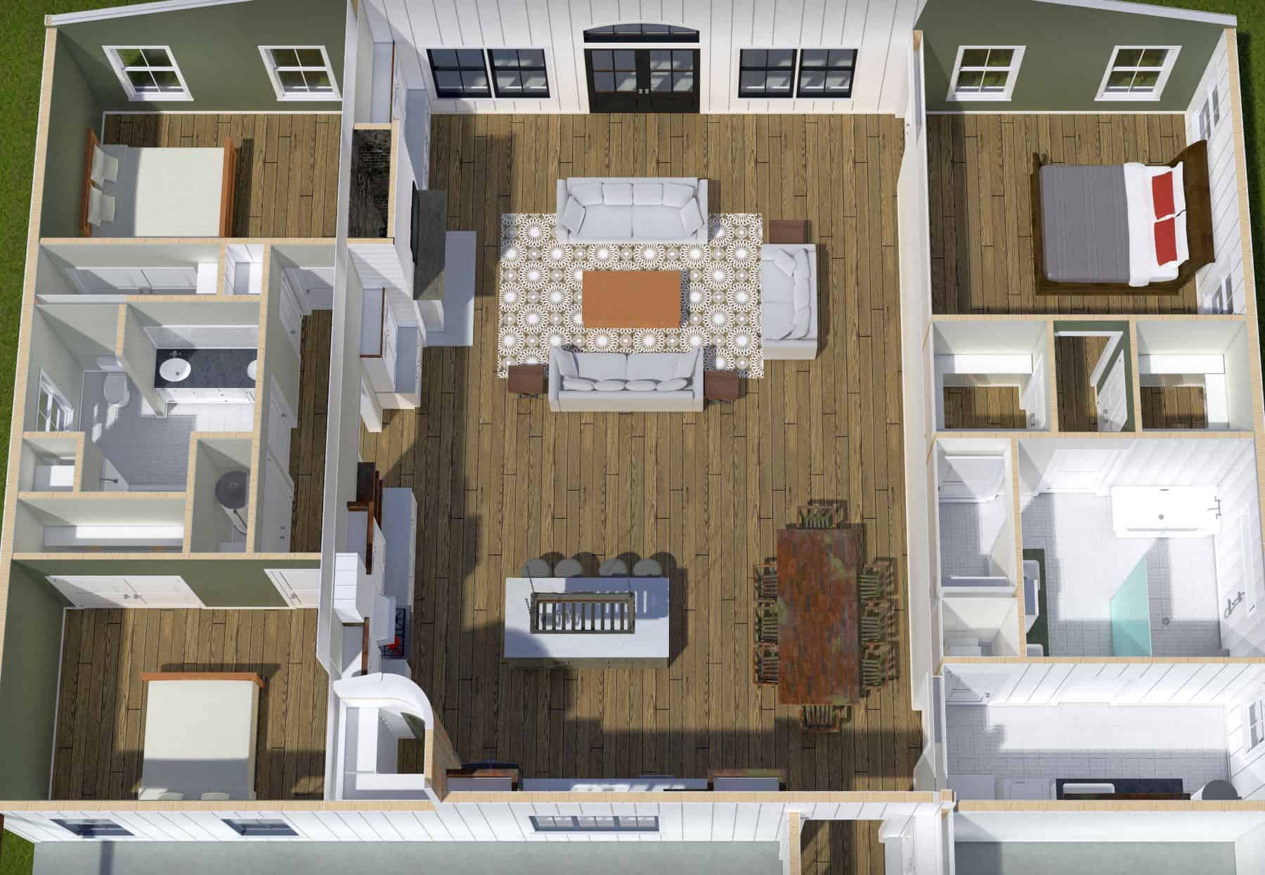 Home Plan 3D Image of this 3-Bedroom,2460 Sq Ft Plan -123-1130