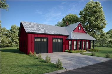 2-Bedroom, 1295 Sq Ft Barn Style Home Plan - 123-1131 - Main Exterior