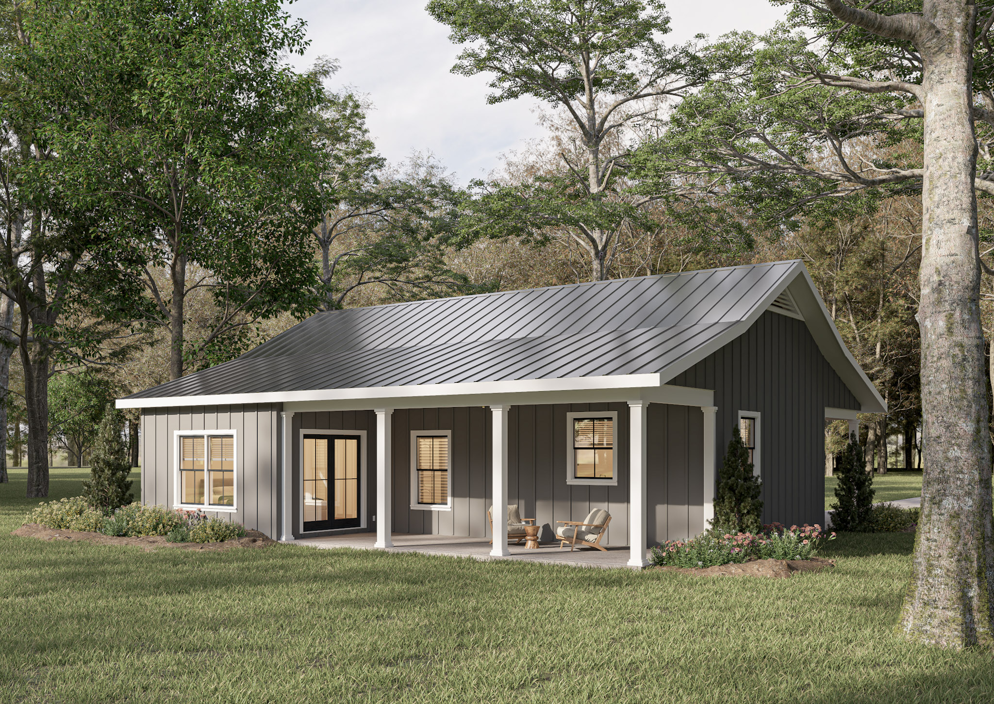 Rear View of this 3-Bedroom,1060 Sq Ft Plan -123-1148