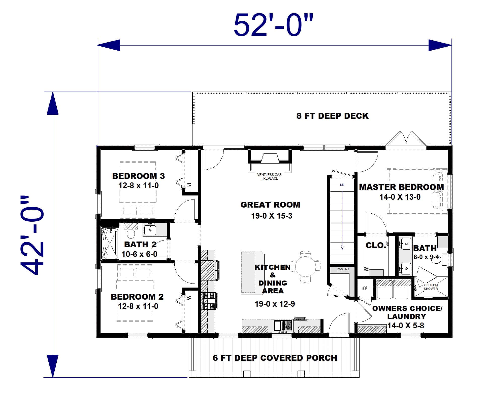 Main Level of Modern Farmhouse Plan #123-1149