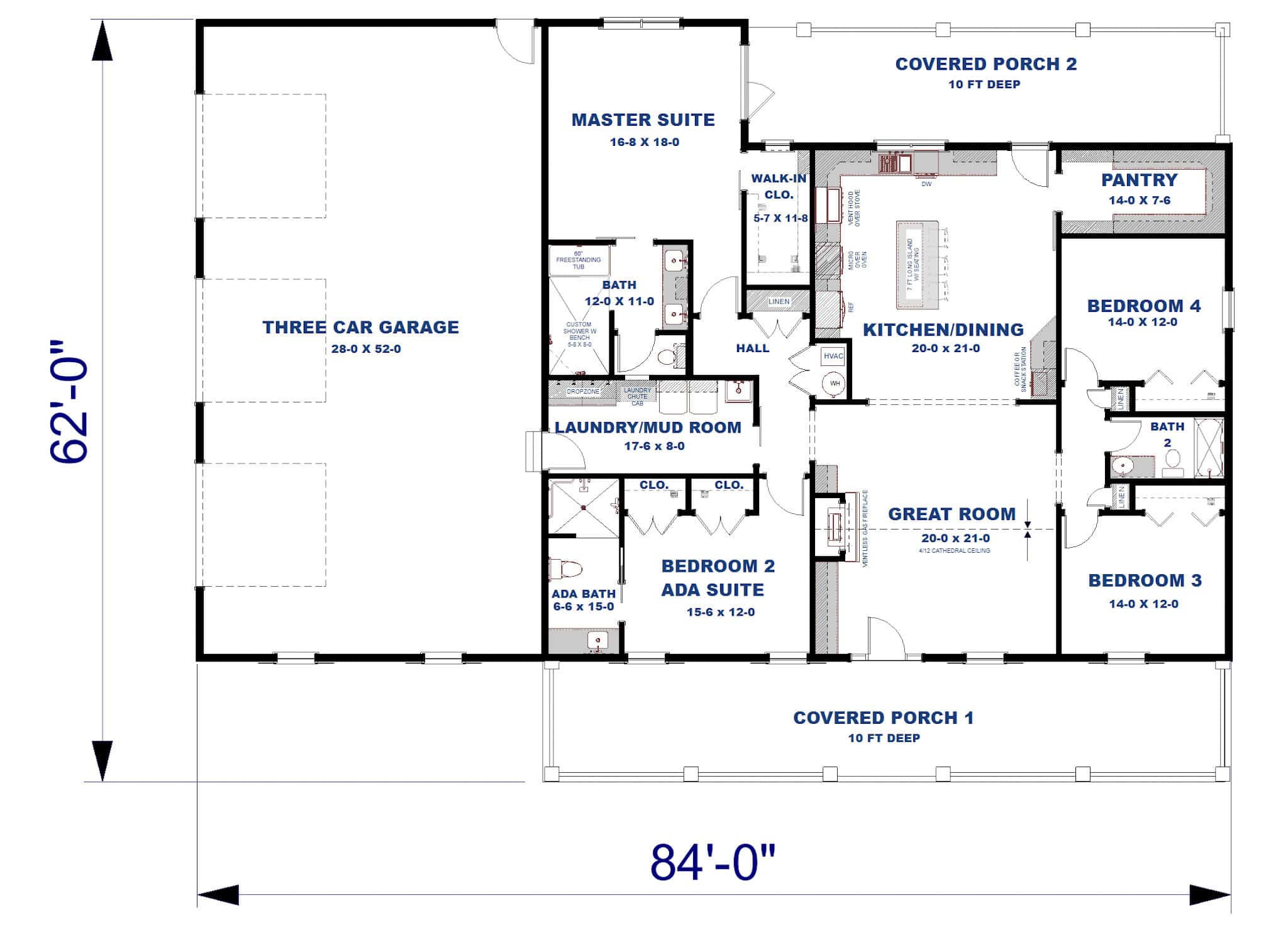 Main Level of Barndominium Plan #123-1157