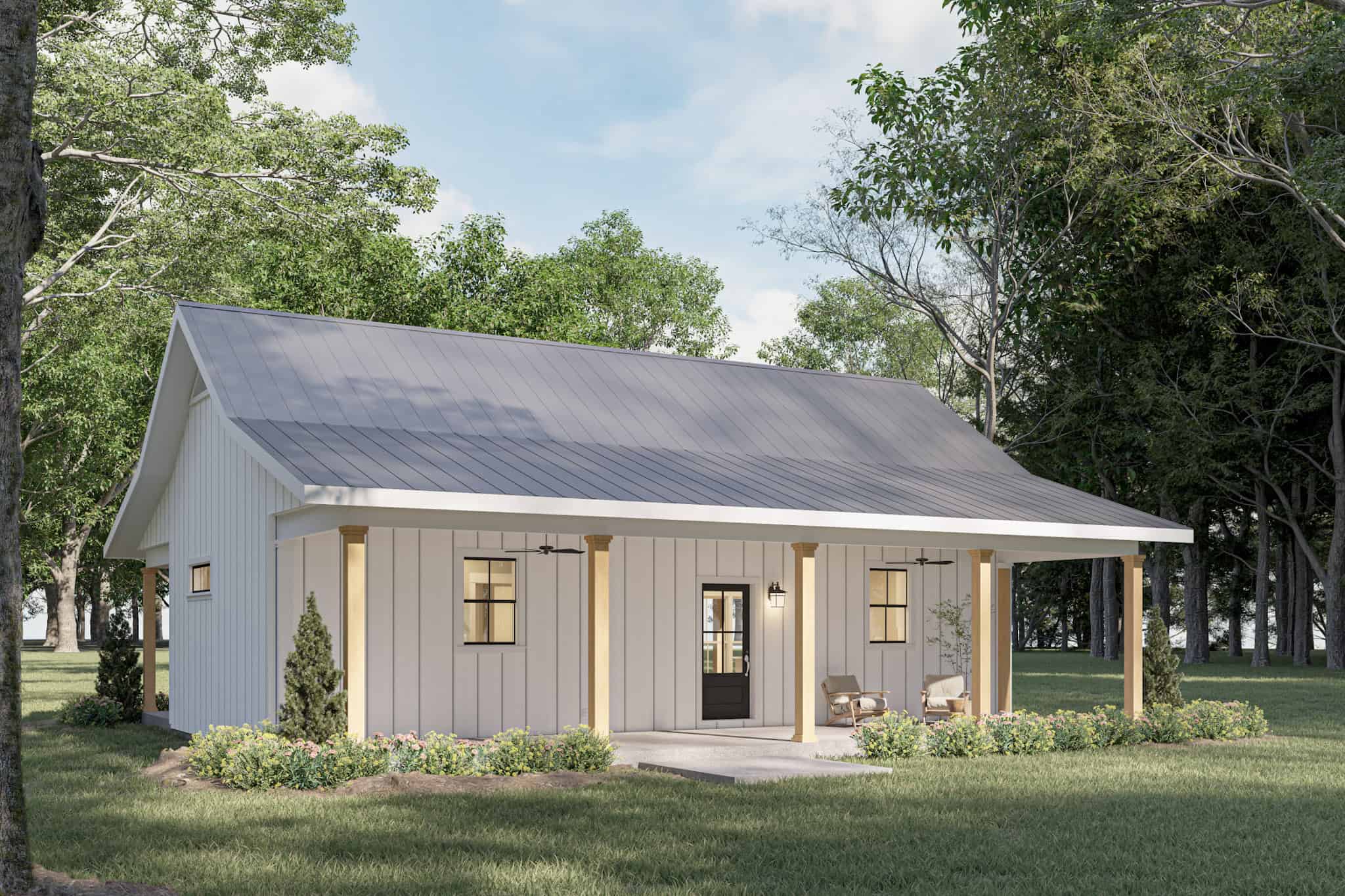 Rear View of this 2-Bedroom,800 Sq Ft Plan -123-1158