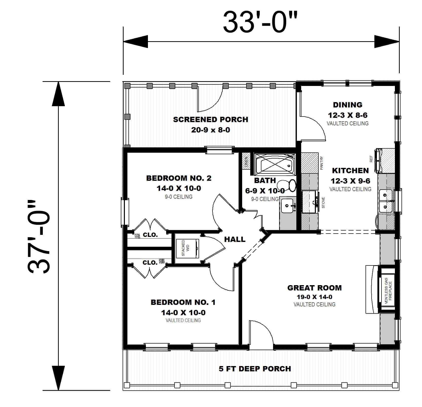 Main Level of Modern Plan #123-1159
