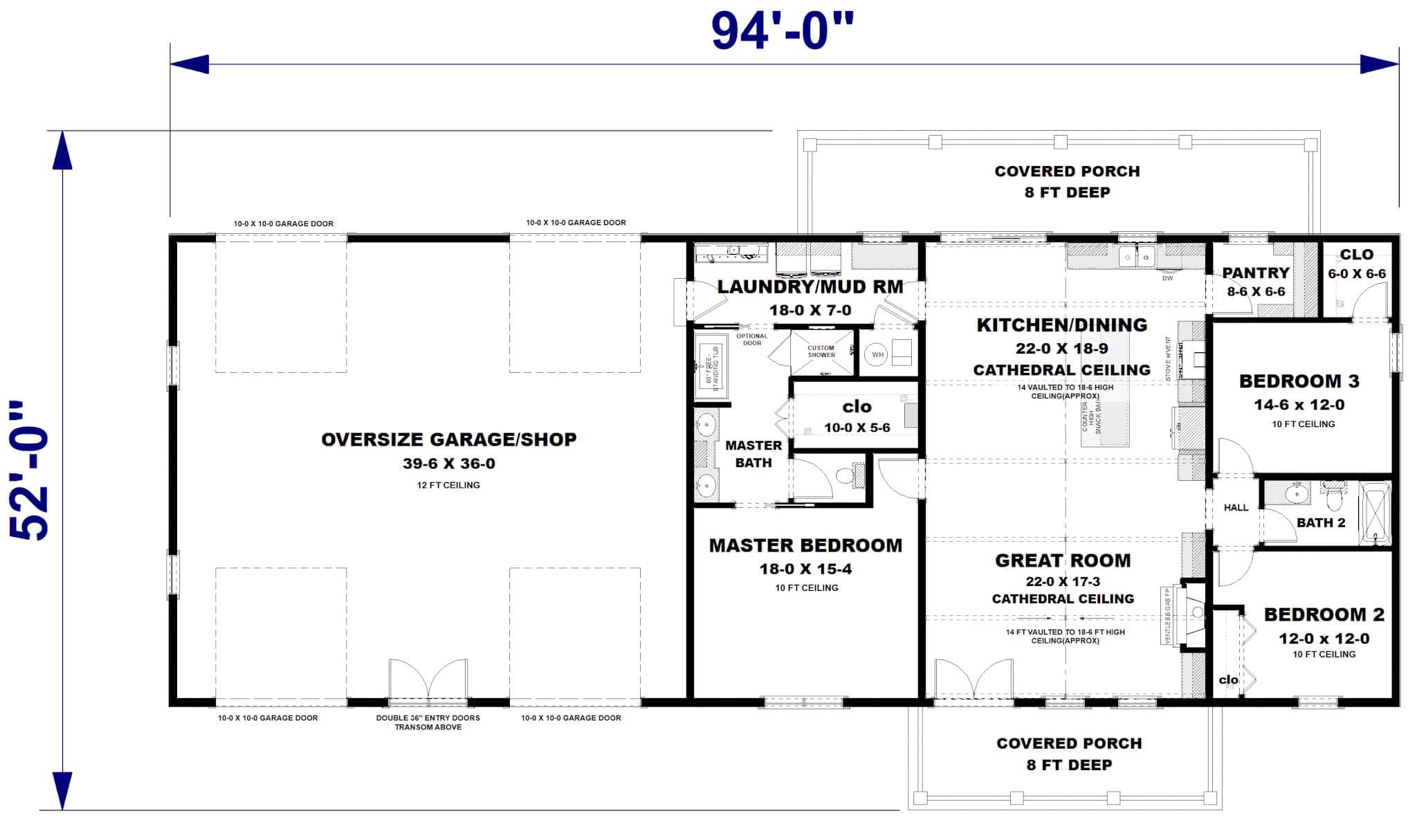 Main Level of Barndominium Plan #123-1160