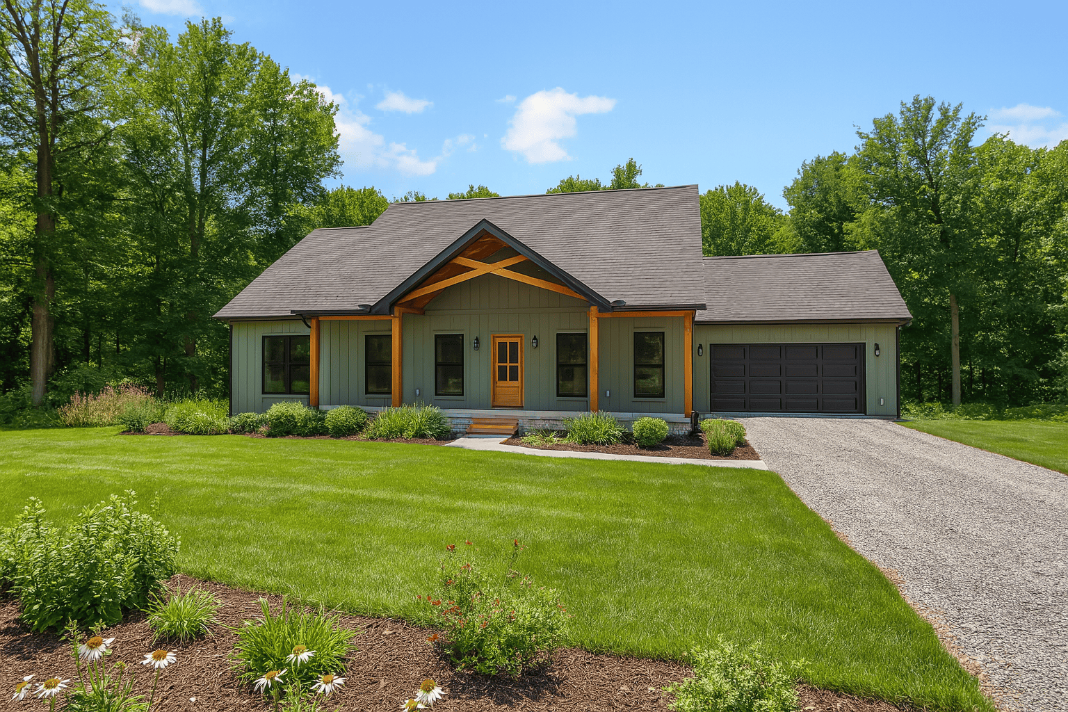 Front elevation of Craftsman home (ThePlanCollection: House Plan #123-1165)