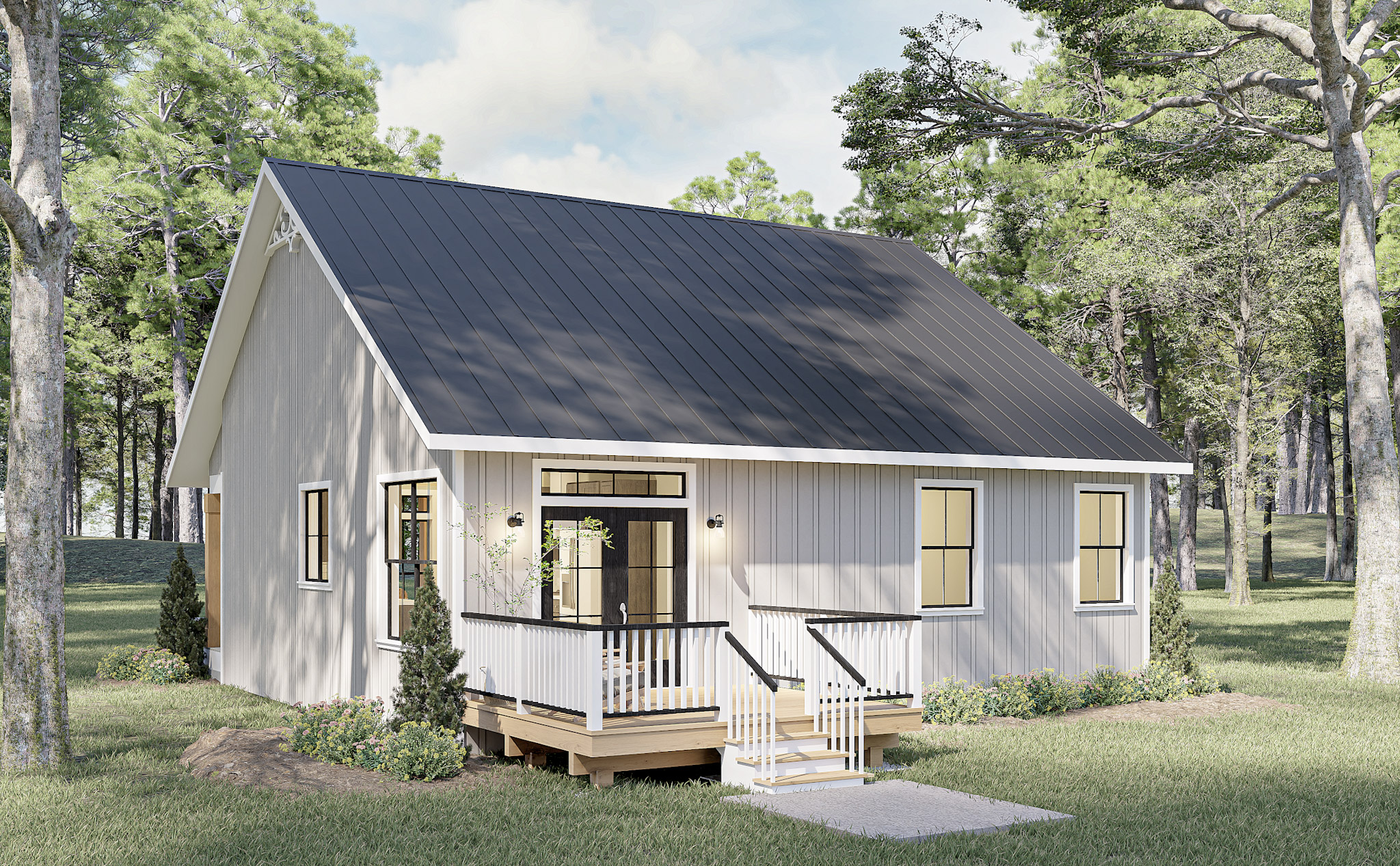 Rear View of this 3-Bedroom,1056 Sq Ft Plan -123-1166