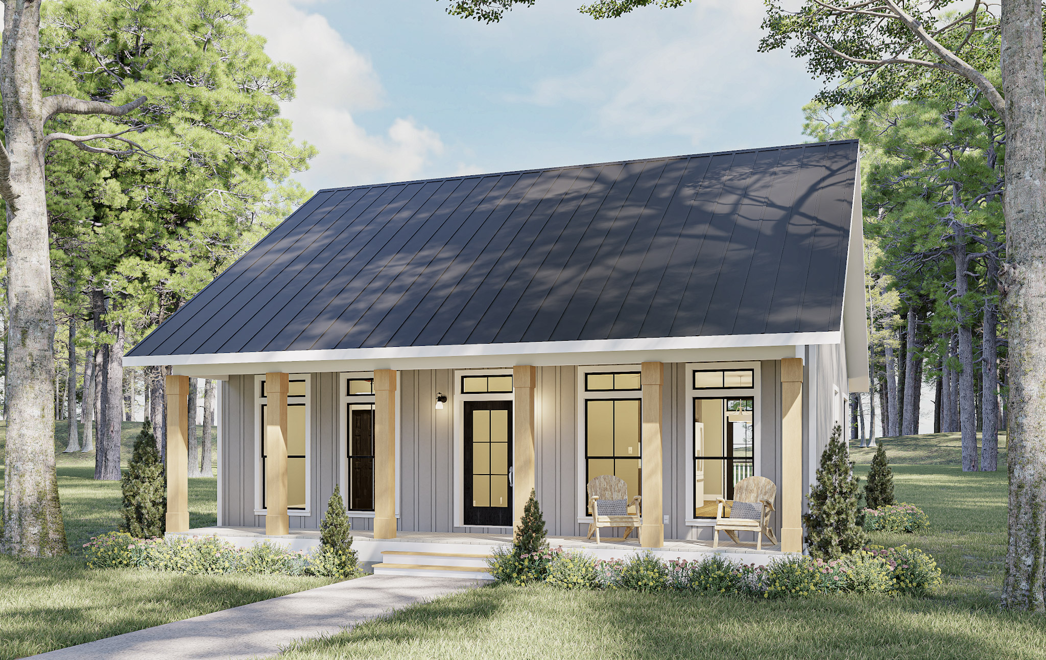 Front View of this 3-Bedroom,1056 Sq Ft Plan -123-1166