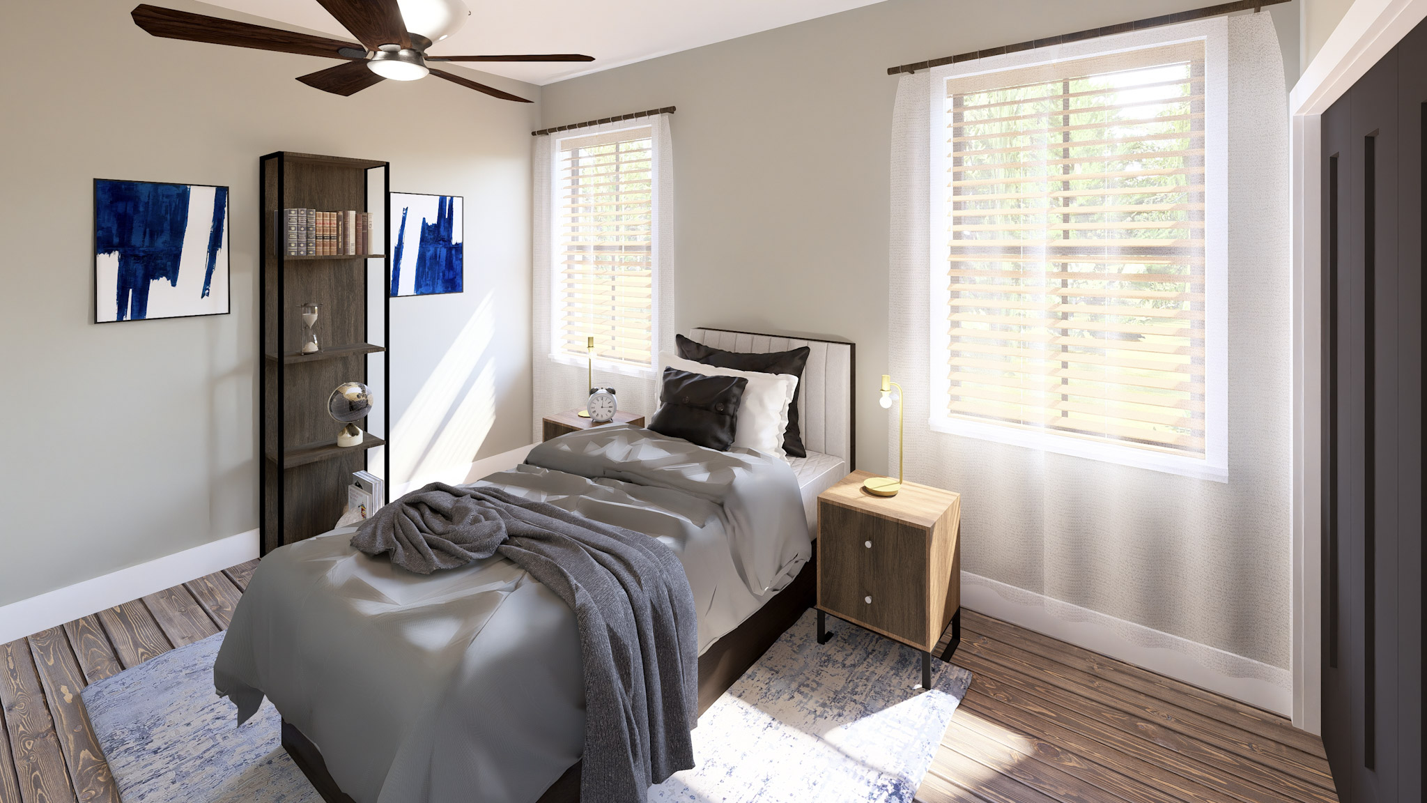 Bedroom of this 3-Bedroom,1056 Sq Ft Plan -123-1166