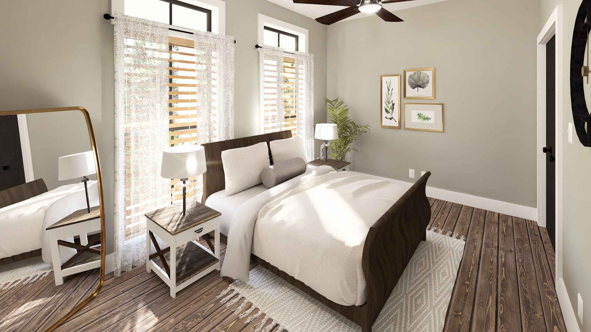 Bedroom of this 3-Bedroom,1056 Sq Ft Plan -123-1166