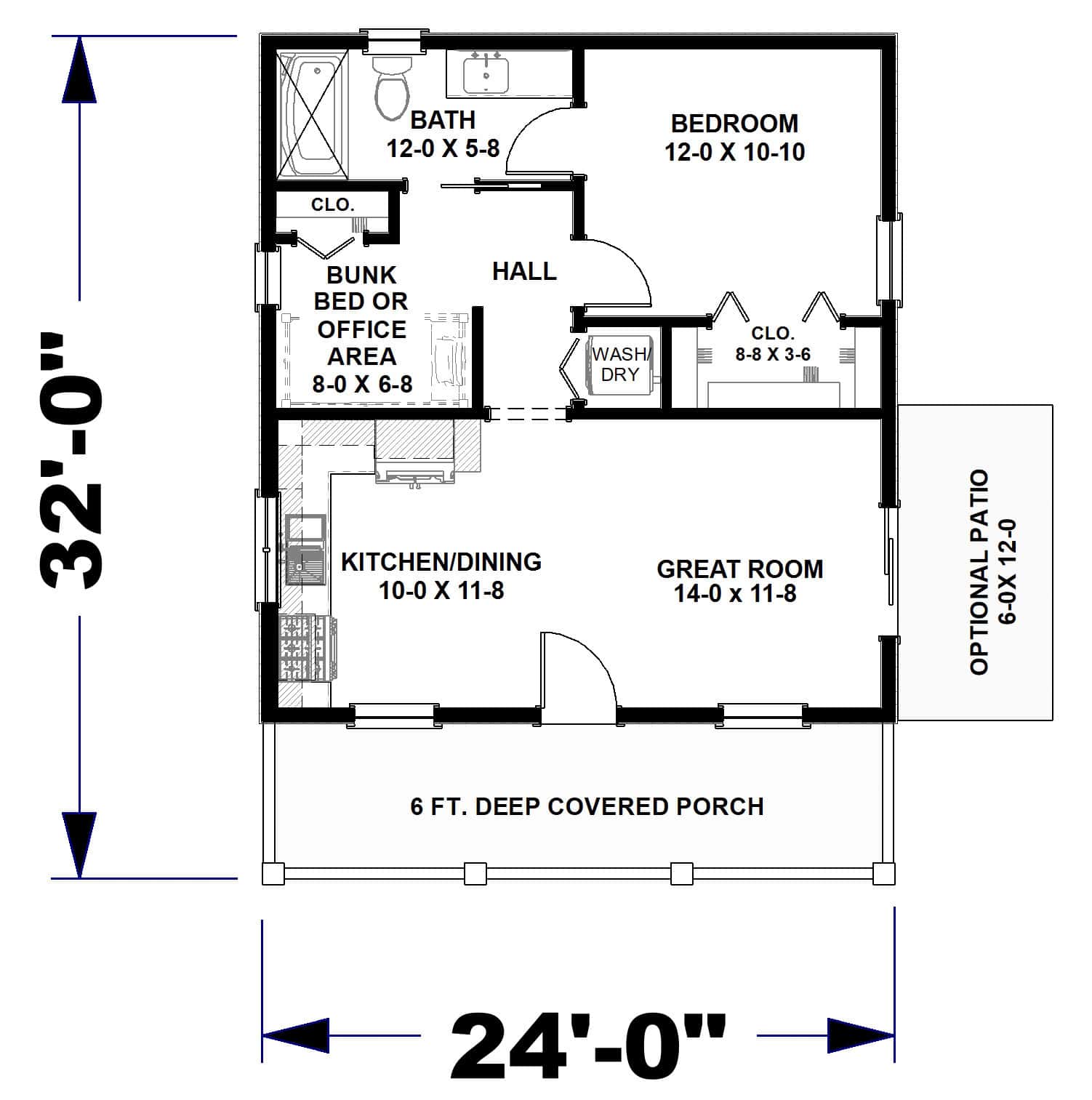 Main Level of Small House Plans #123-1167
