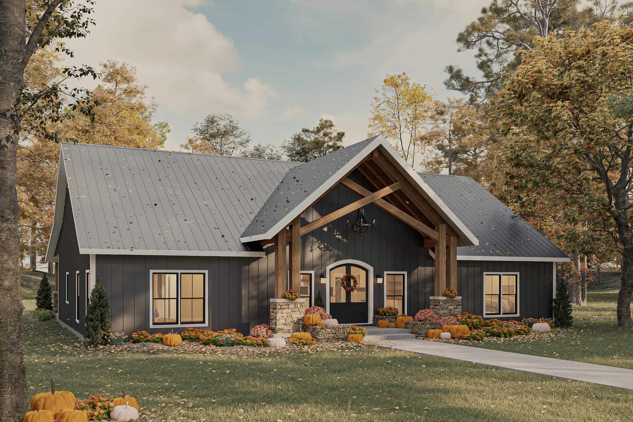 Front elevation of Farmhouse home (ThePlanCollection: House Plan #123-1168)