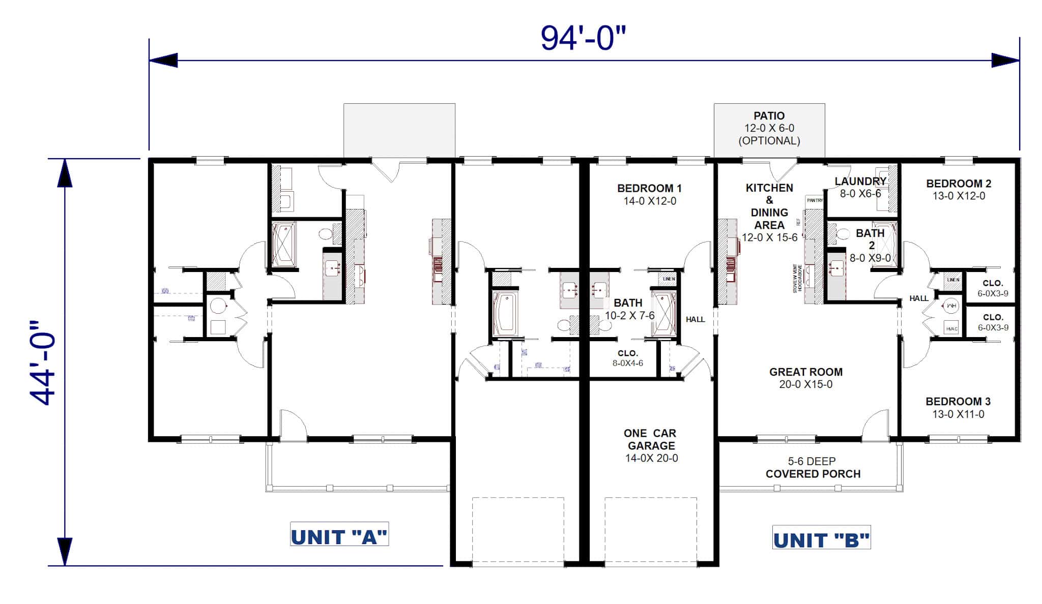 Main Level of Duplex/Multi-Unit Plan #123-1172
