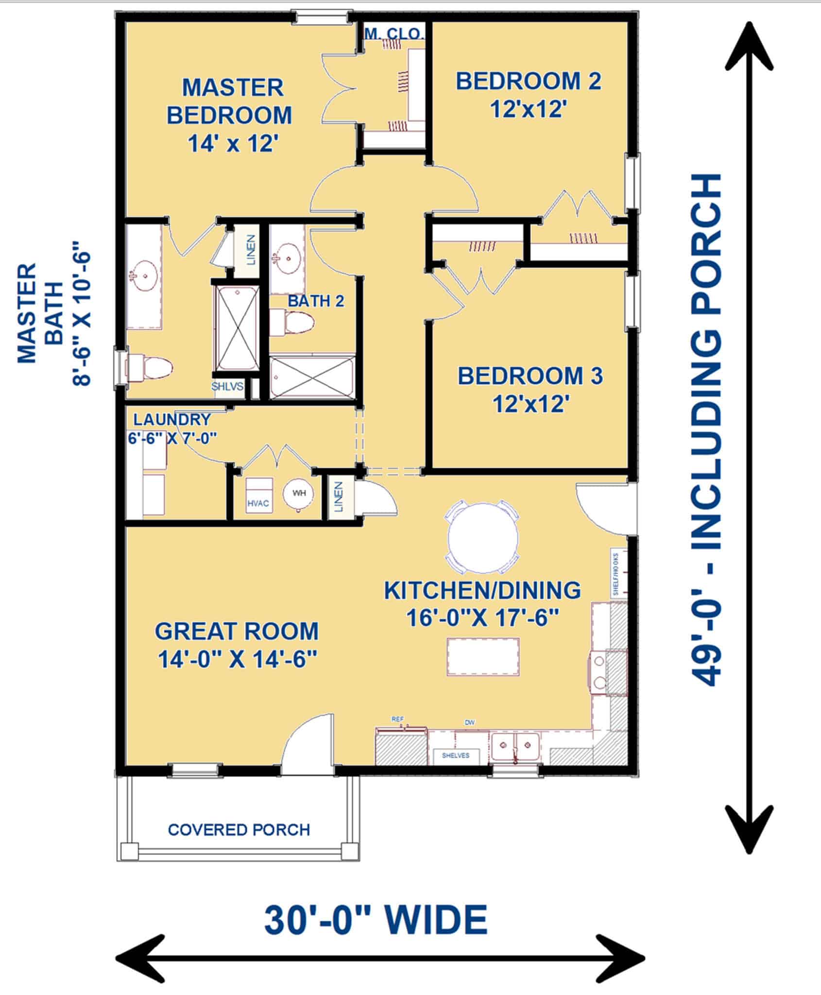Main Level of Modern Farmhouse Plan #123-1176