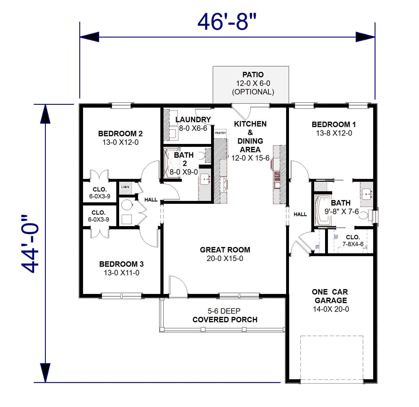 Main Level of Modern Farmhouse Plan #123-1177