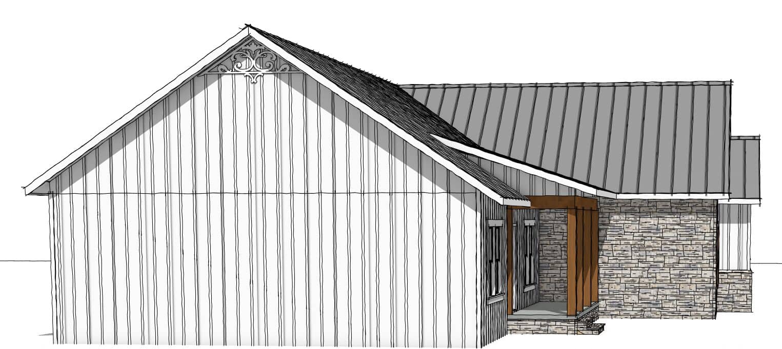 Home Plan Left Elevation of this 3-Bedroom,1343 Sq Ft Plan -123-1178