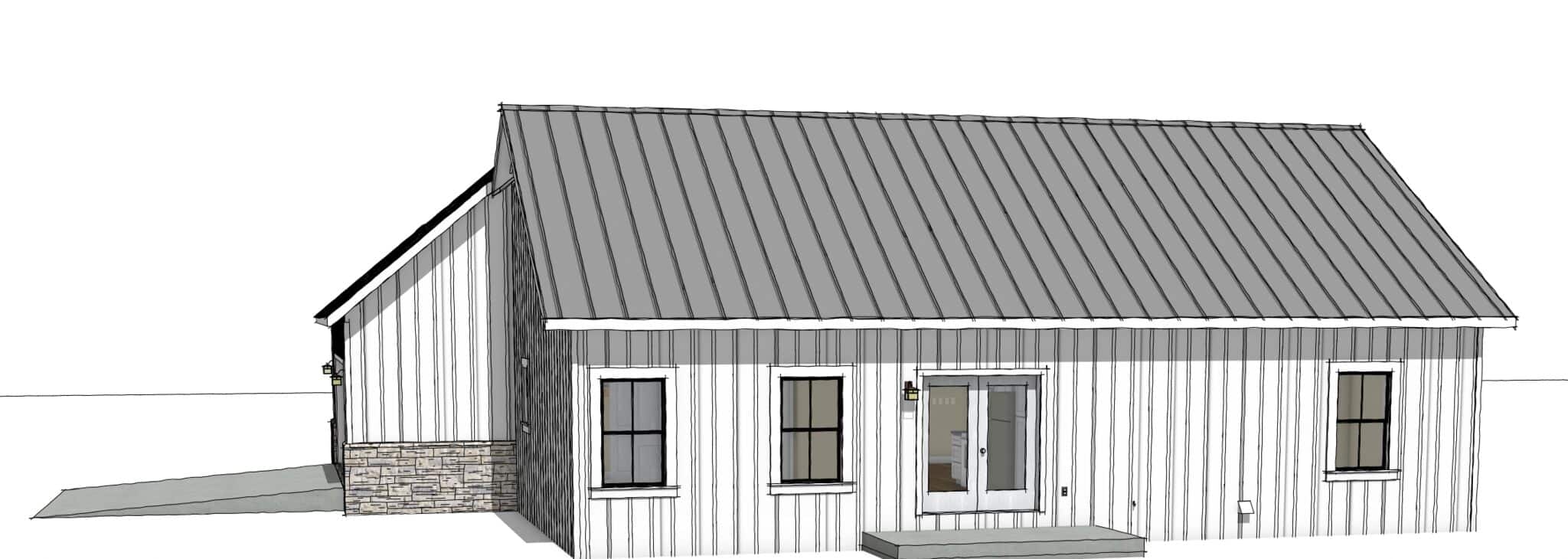 Home Plan Rear Elevation of this 3-Bedroom,1343 Sq Ft Plan -123-1178