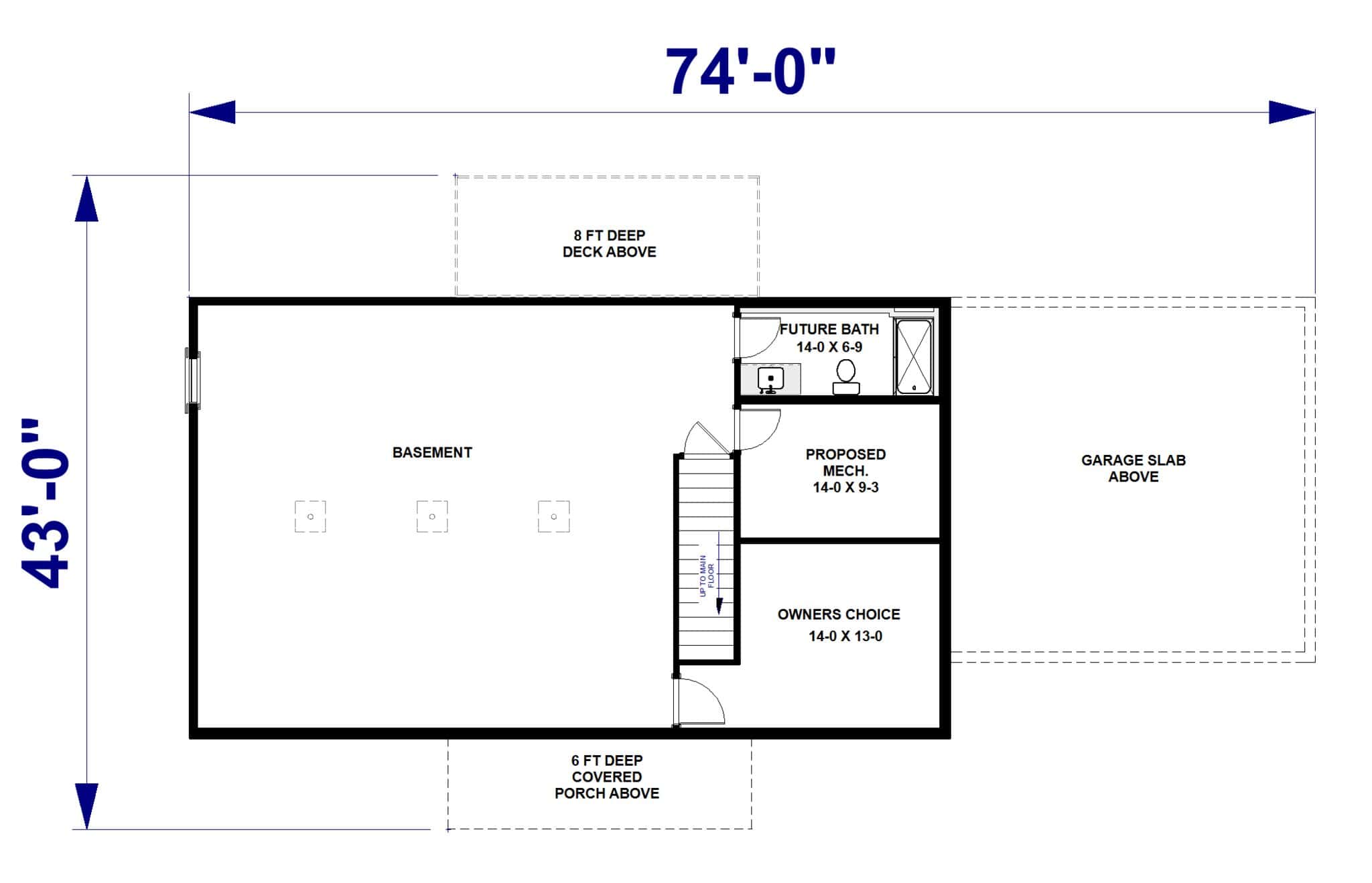 Basement of Craftsman Plan #123-1179