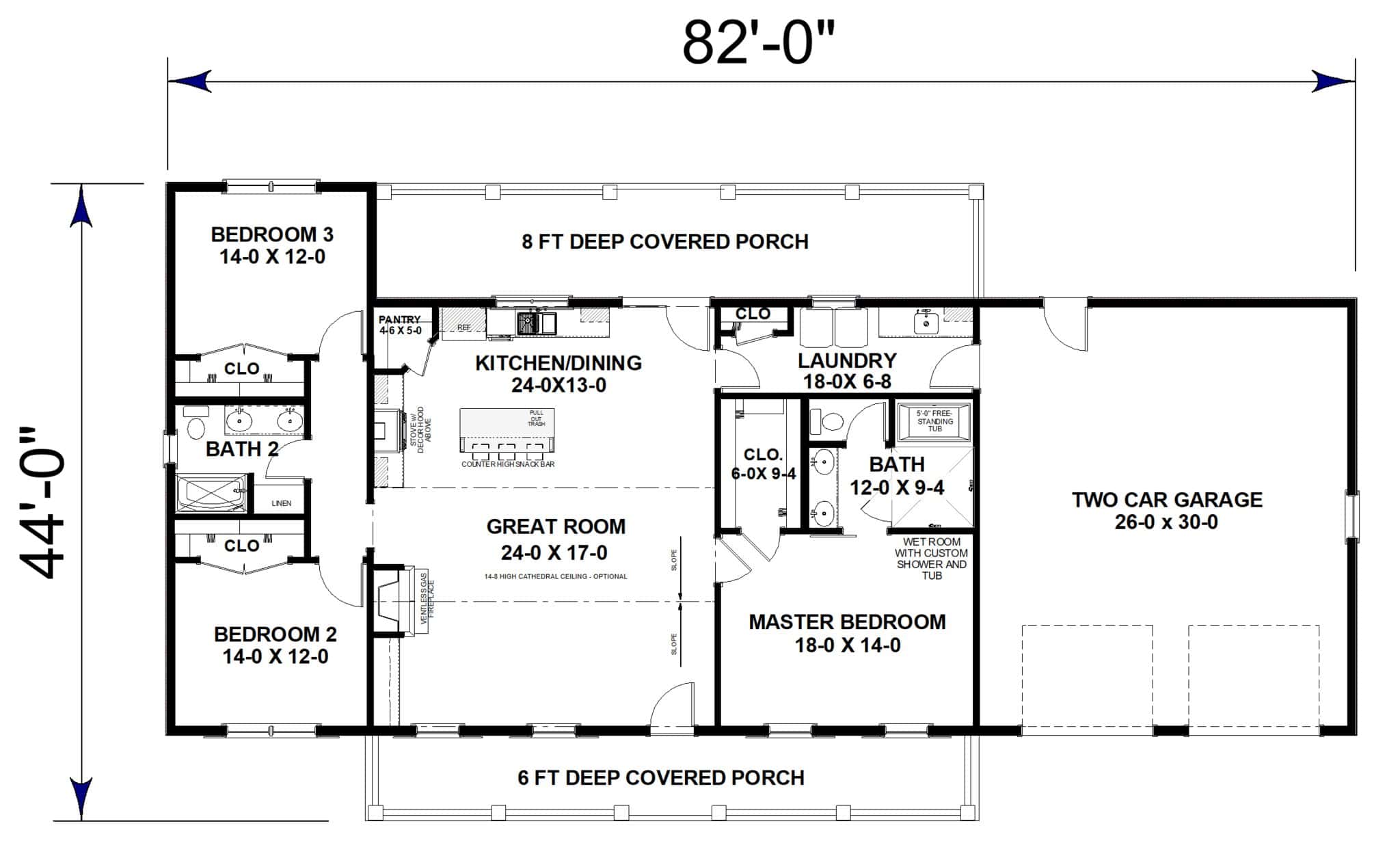 Main Level of Southern Plan #123-1181