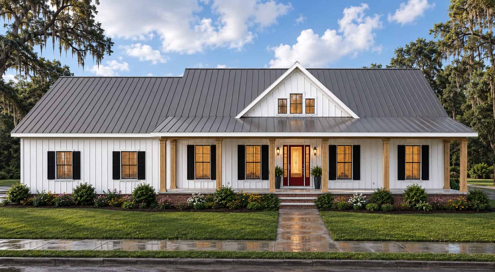 Front elevation of Craftsman home (ThePlanCollection: House Plan #123-1183)