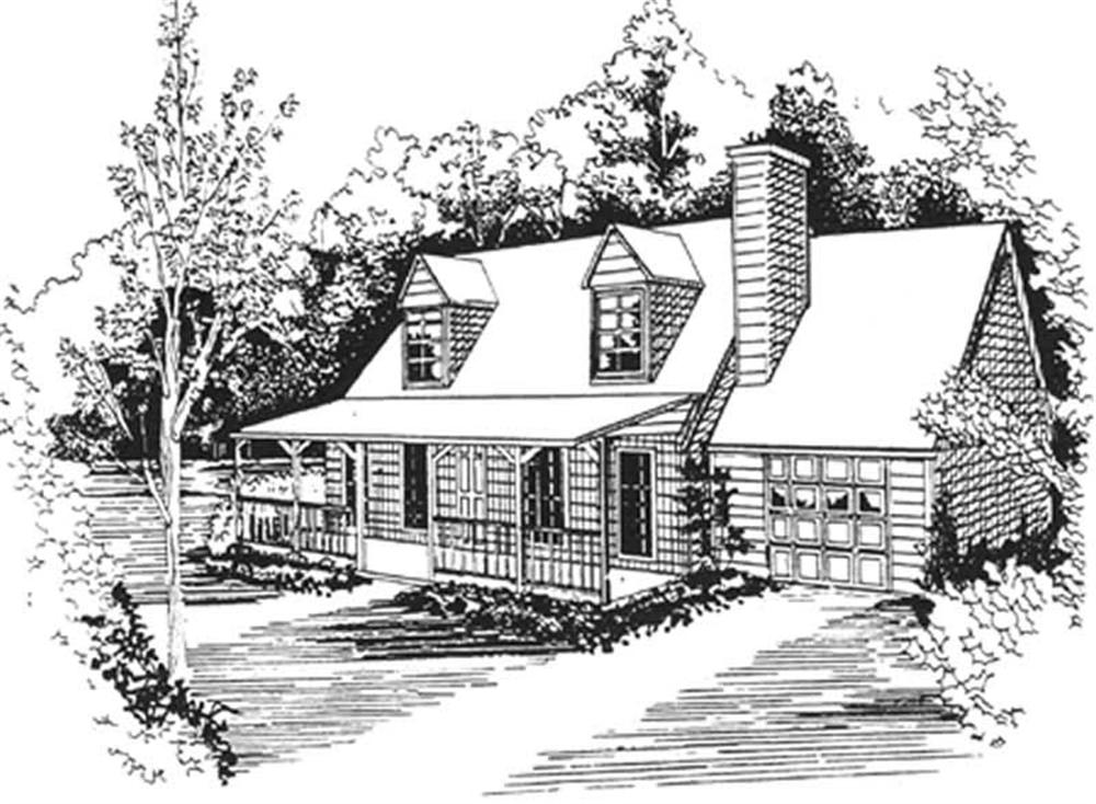 Front elevation of 1 1/2 Story home (ThePlanCollection: House Plan #124-1017)