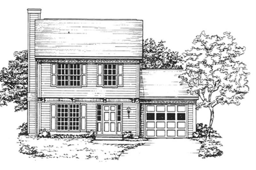 2-Bedroom, 1244 Sq Ft Colonial Home Plan - 124-1020 - Main Exterior