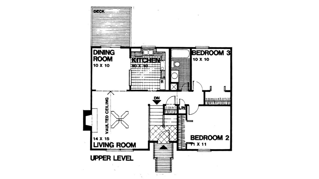 Upper Level of Split-Level Plan #124-1021