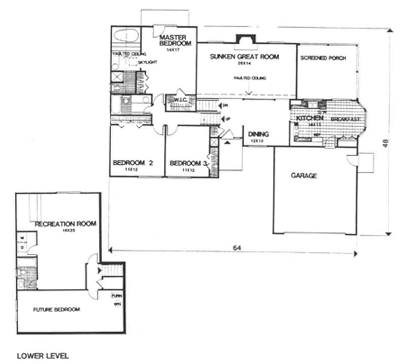 Floor Plan First Story of Small House Plans #124-1025