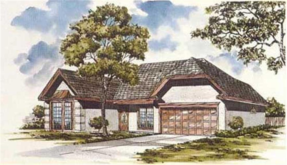 Front elevation of European home (ThePlanCollection: House Plan #124-1028)