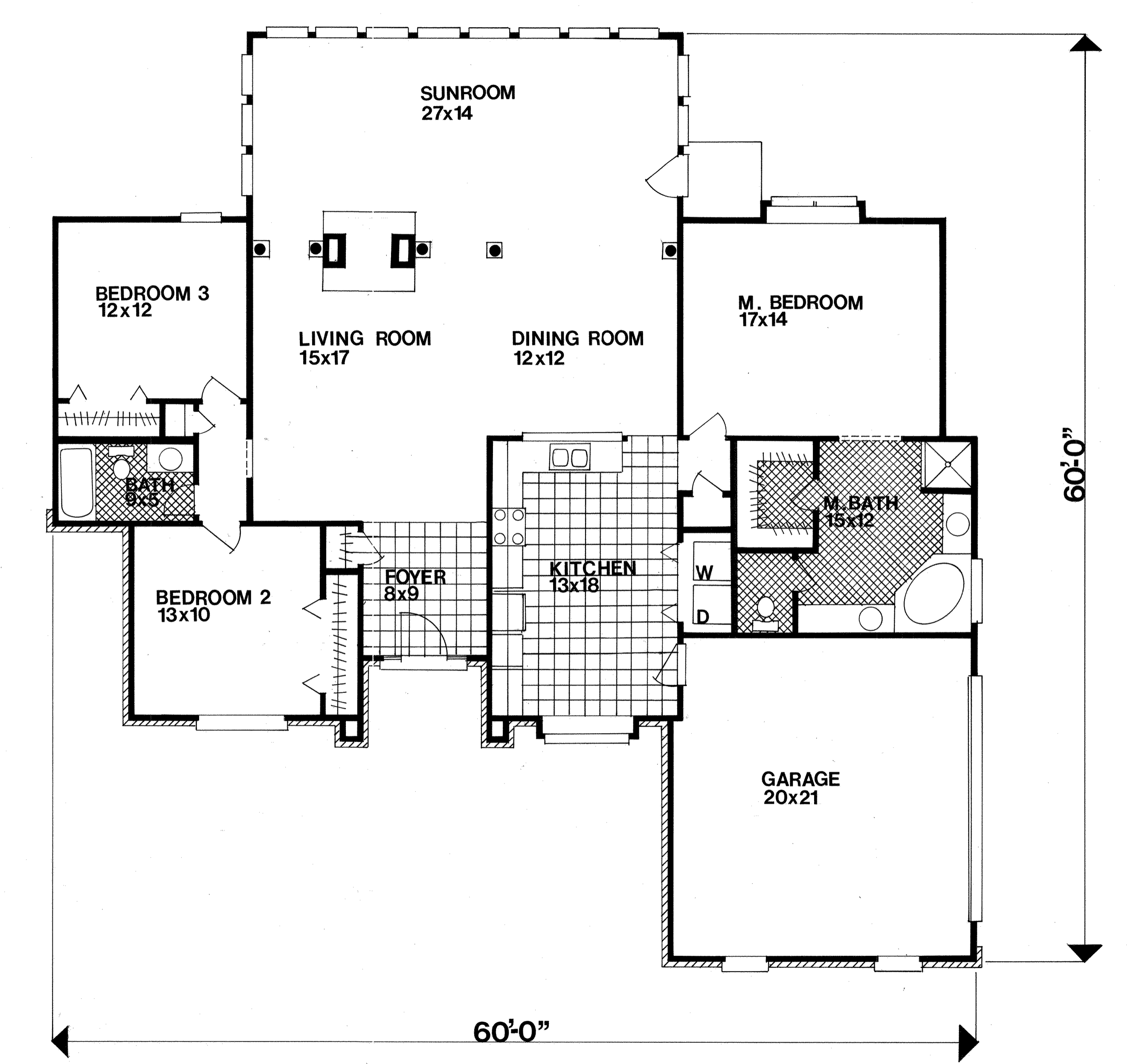 Floor Plan First Story of European Plan #124-1030