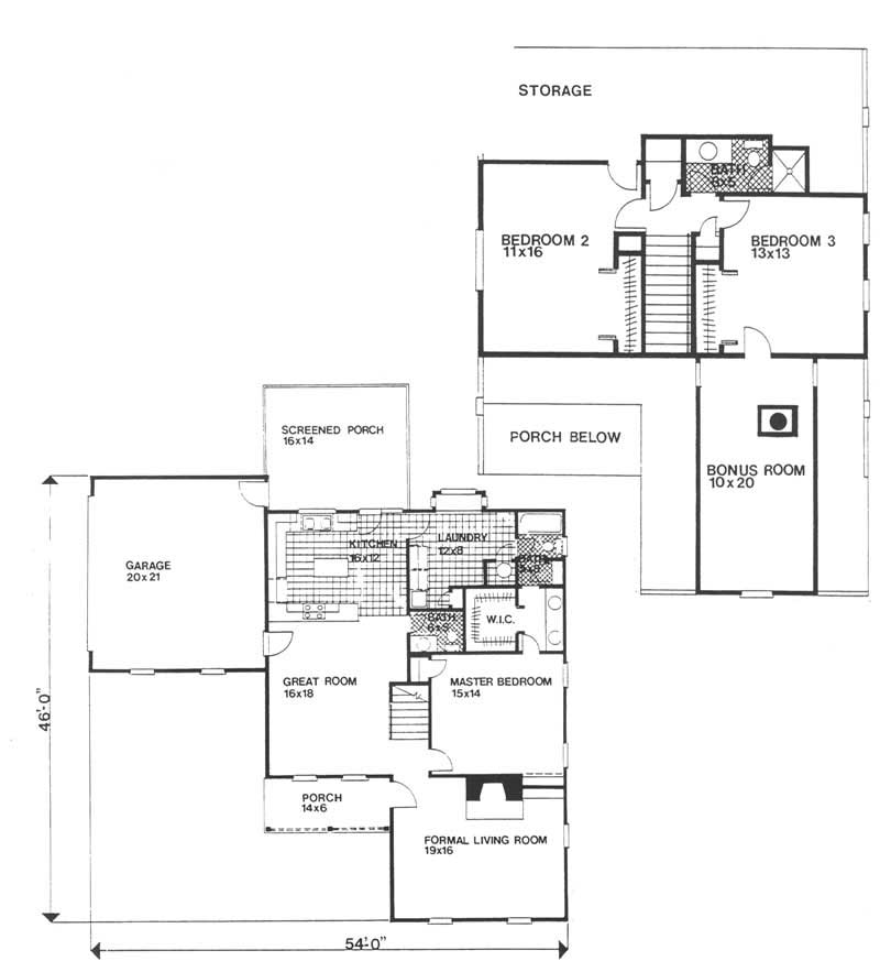 Floor Plan First Story of Country Plan #124-1034