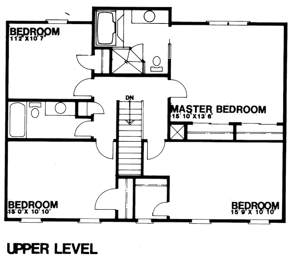 Upper Level of Colonial Plan #124-1035
