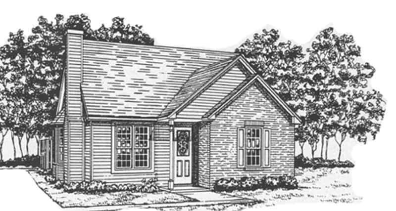 Home Plan Front Elevation of this 2-Bedroom,988 Sq Ft Plan -124-1036