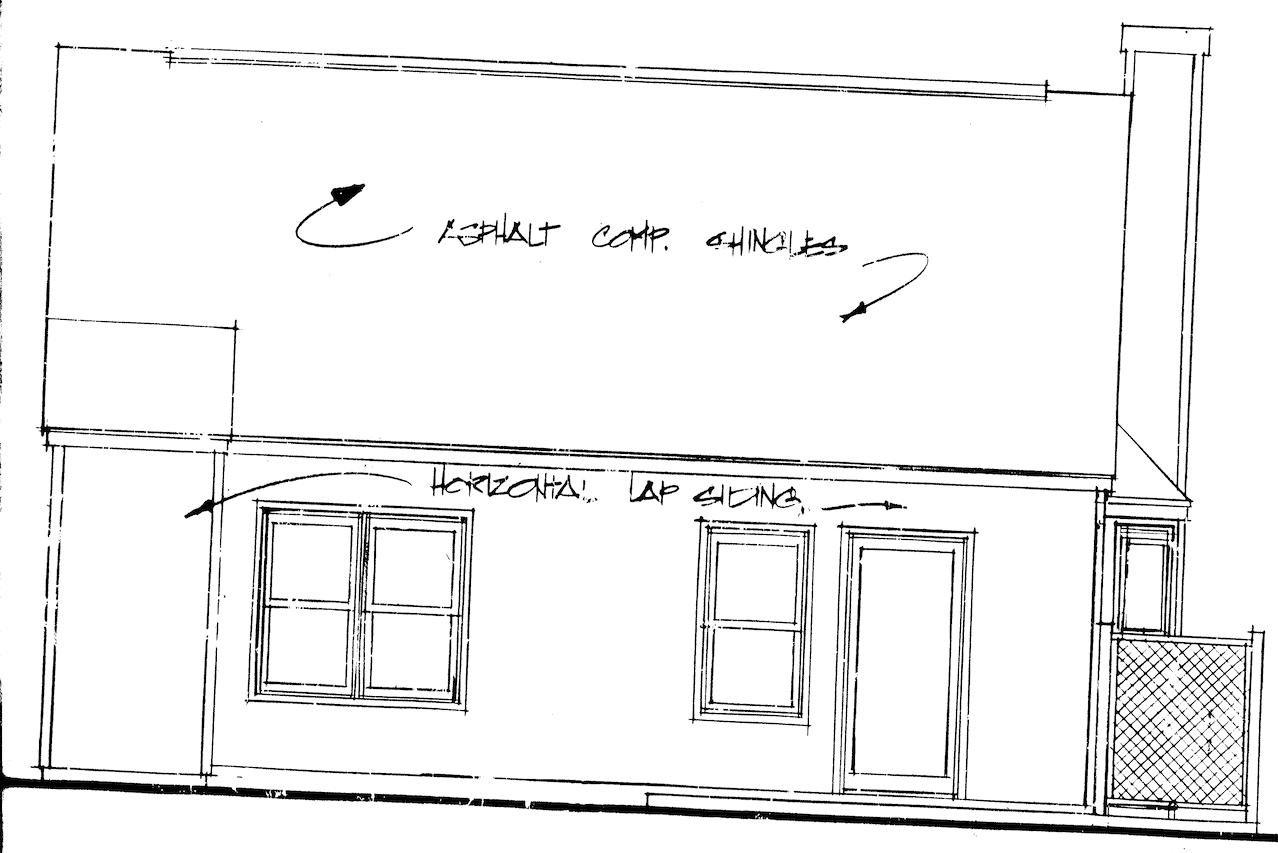 Home Plan Rear Elevation of this 2-Bedroom,988 Sq Ft Plan -124-1036
