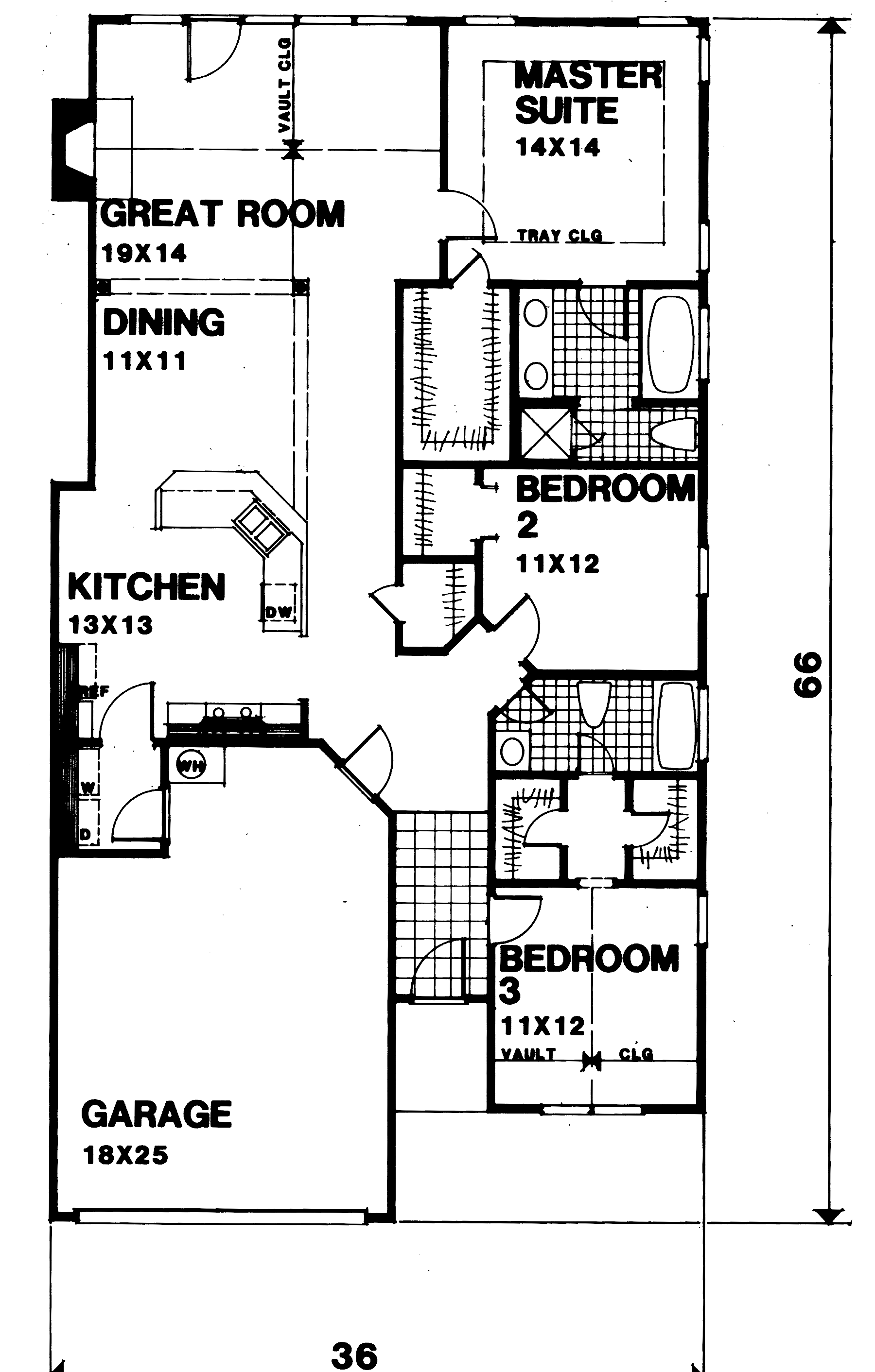 Floor Plan First Story of Bungalow Plan #124-1041
