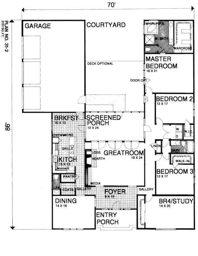 Floor Plan First Story of European Plan #124-1043