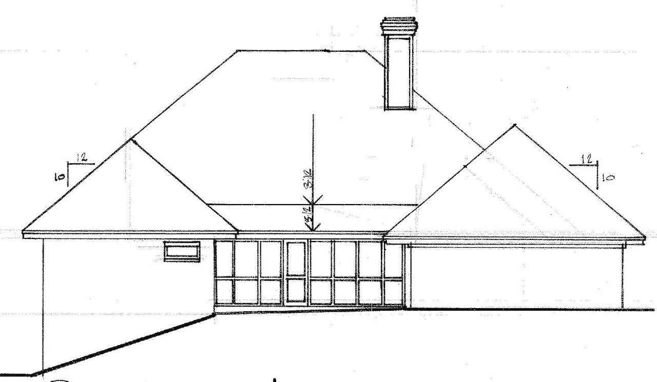 Home Plan Rear Elevation of this 4-Bedroom,3151 Sq Ft Plan -124-1043