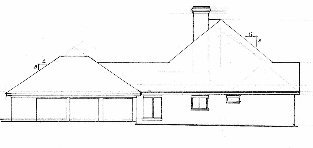 Home Plan Left Elevation of this 4-Bedroom,3151 Sq Ft Plan -124-1043