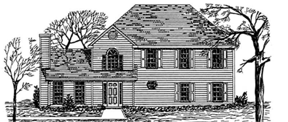 Front elevation of Colonial home (ThePlanCollection: House Plan #124-1045)