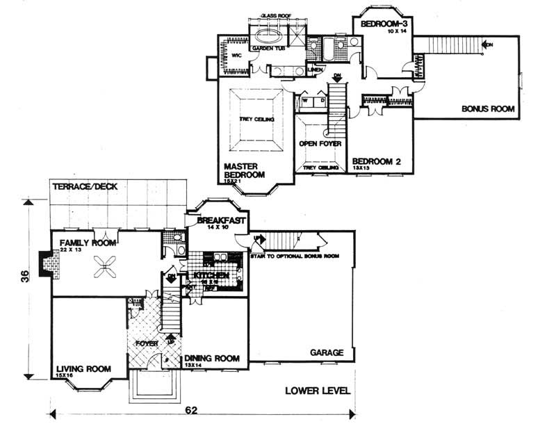 Floor Plan First Story of European Plan #124-1048