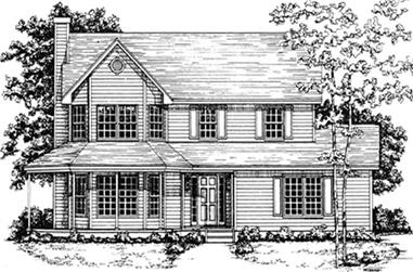 3-Bedroom, 1839 Sq Ft Colonial Home Plan - 124-1050 - Main Exterior
