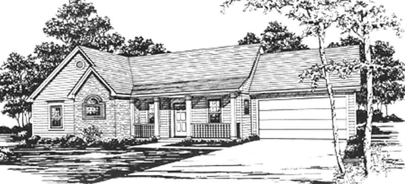 Front View of this 3-Bedroom,1343 Sq Ft Plan -124-1056