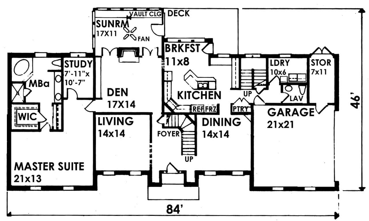 Floor Plan First Story of European Plan #124-1068