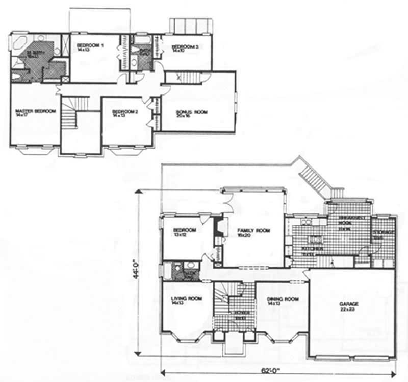 Floor Plan First Story of Colonial Plan #124-1080