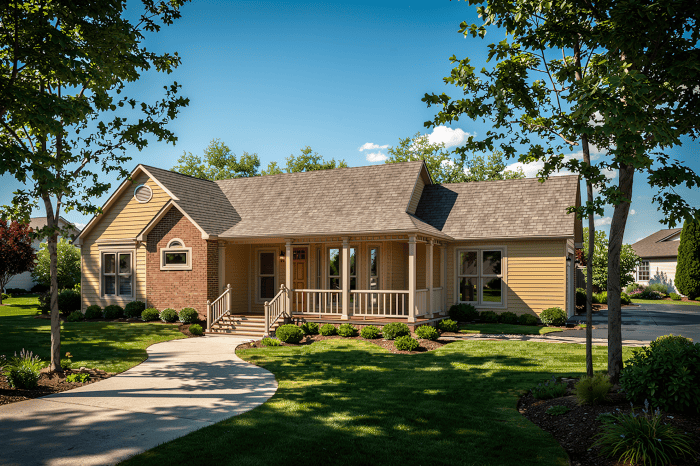 Front elevation of Ranch home (ThePlanCollection: House Plan #124-1084)