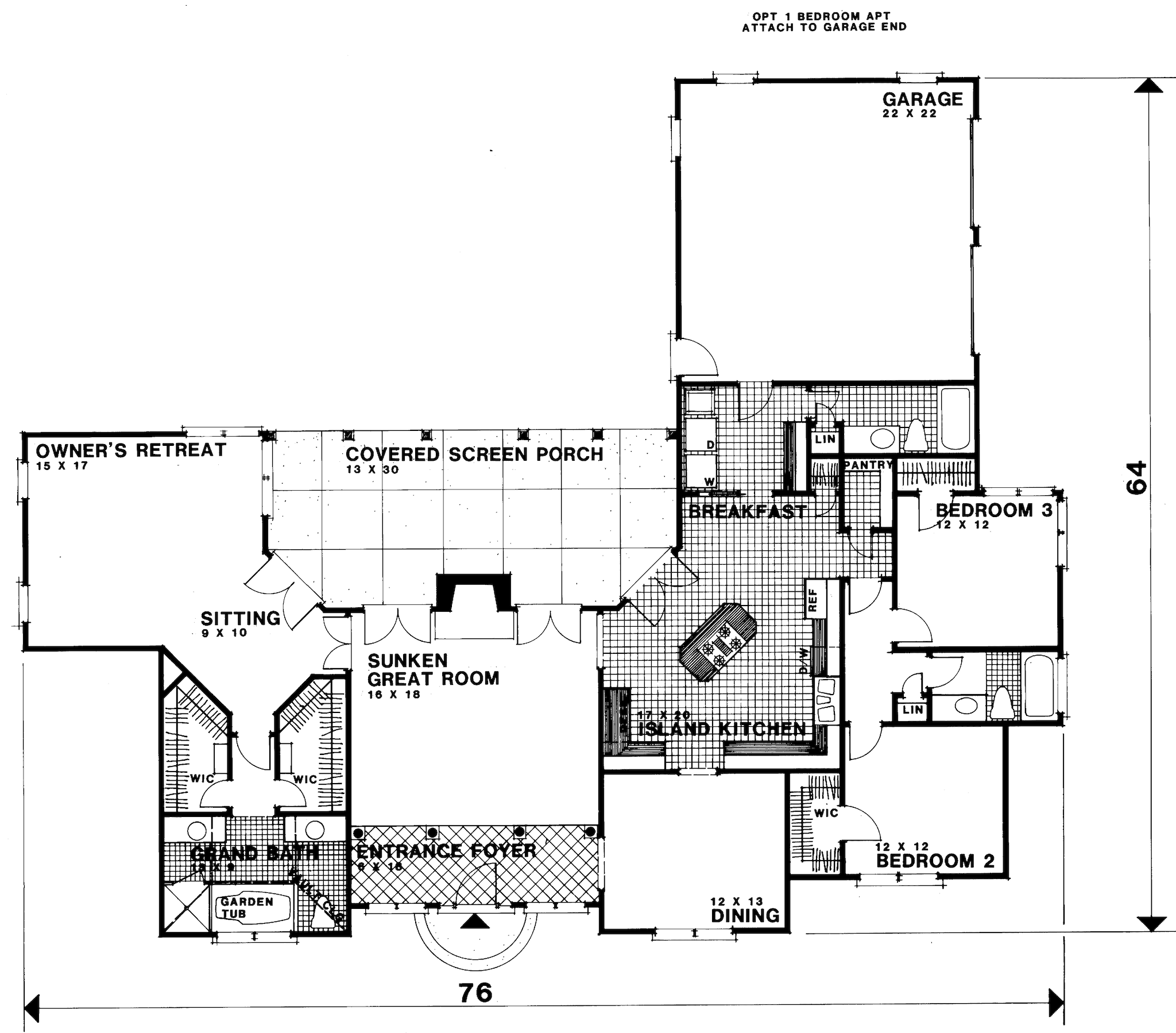 Floor Plan First Story of European Plan #124-1099