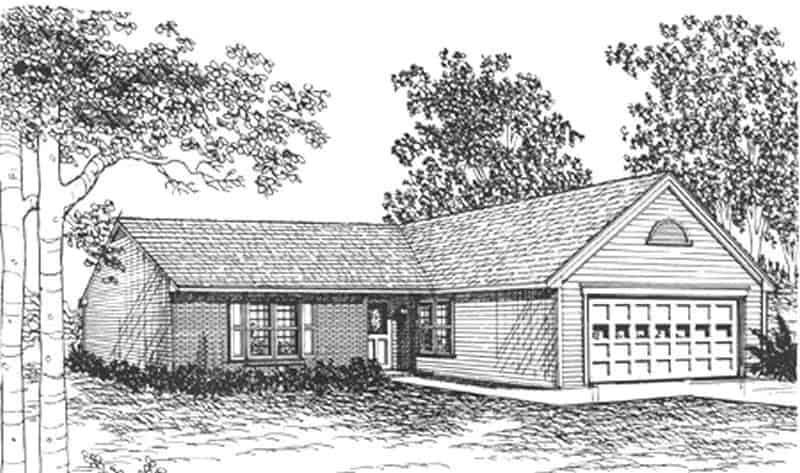 Home Plan Front Elevation of this 3-Bedroom,1284 Sq Ft Plan -124-1106