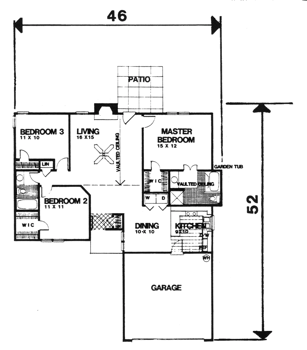 Floor Plan First Story of Ranch Plan #124-1106