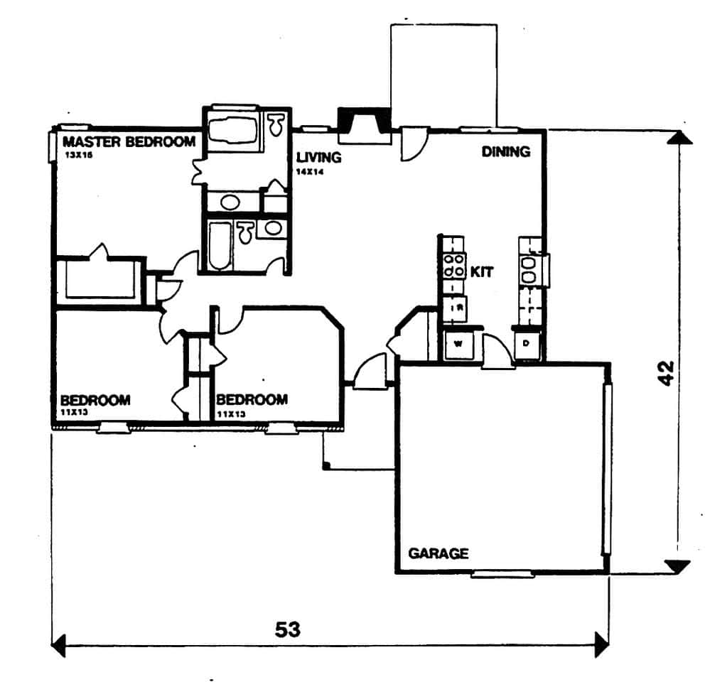 Floor Plan First Story of Country Plan #124-1108