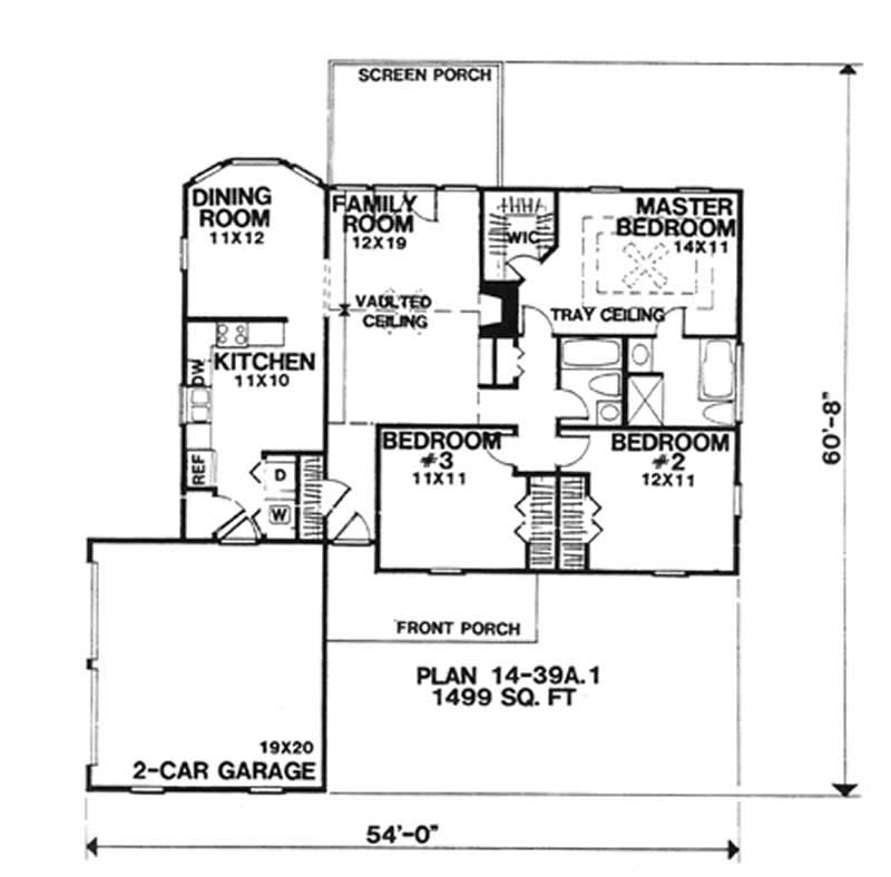 Floor Plan First Story of Ranch Plan #124-1109